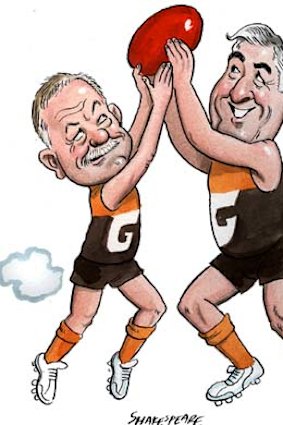 Part of an exclusive group &#8230; Tony Shepherd and Cameron Clyne. <i>Illustration: John Shakespeare</i>