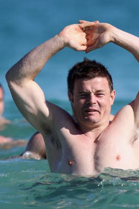 Lions captain Brian O'Driscoll takes a dip during a training session in Perth.