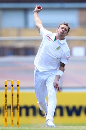South African fast bowler Dale Steyn in action against Australia A.