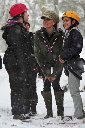 Leading by example: The Duchess with the Scouts.