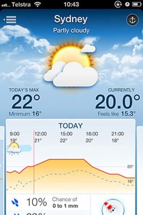 A screenshot of Pocket Weather Australia for iPhone.