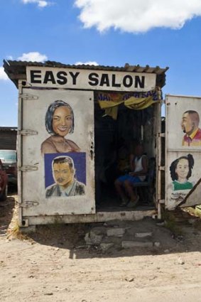 A hairdresser in Langa township.