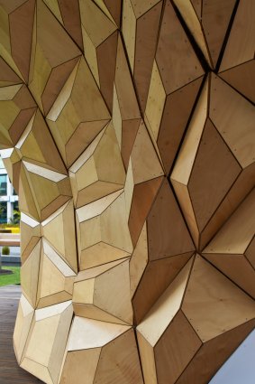 The sound shell at the Caulfield campus of Monash University is constructed with the help of robotic fabrication.