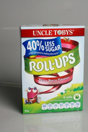 Uncle Tobys Roll Ups, which proclaims among its "nutritional benefits" that it is "made with real fruit", only contained only 25 per cent fruit.