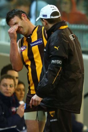 Anguish: Brent Guerra after being injured.