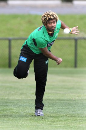 Hard to pick: Lasith Malinga shows his record-breaking style against the Perth Scorchers.