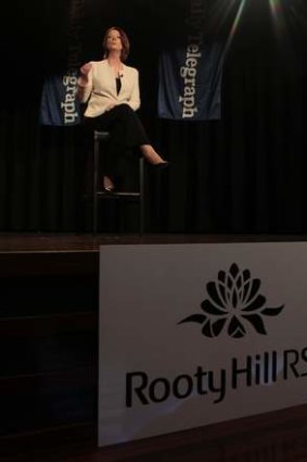 Prime Minister Julia Gillard at the Rooty Hill RSL during the 2010 election campaign. Ms Gillard will spend five days in western Sydney in a mini-campaign.