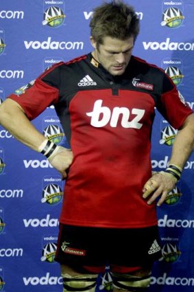 Crusaders captain Richie McCaw reacts after losing the semi-finals.