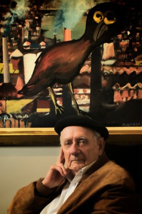 Charles Blackman in front of the 'highlight unseen work' in his latest exhibition.