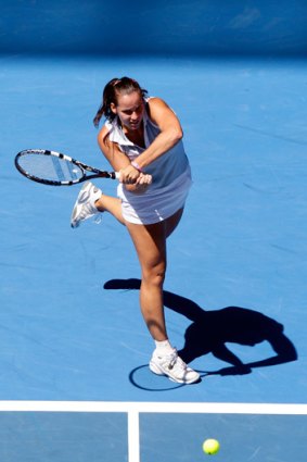 In action against Maria Kirilenko in Melbourne.