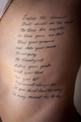 Ink about it … the tattoo of a poem Daryn Cresswell wrote while in prison.
