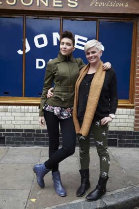 Designer Amanda McCarthy (right) and model Hana K in Leonard Street, her label's namesake, East London.