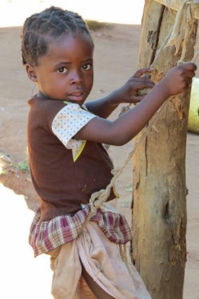 A child on a rope swing in Livingstone.