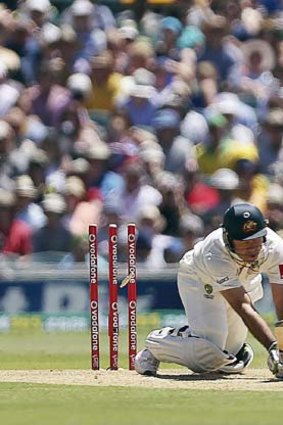 Ricky Ponting is bowled by South Africa's Jacques Kallis.