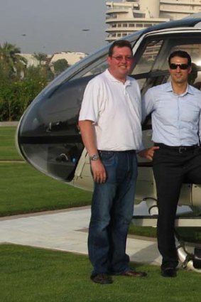 Andrew Kelly and Kazal at the Emirates Palace Hotel in Abu Dhabi.