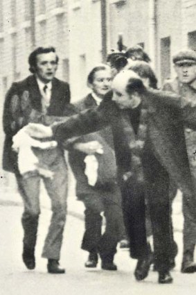 Plea for ceasefire... the famous Bloody Sunday image.