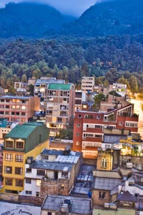 Bogota huddles in the mountains.