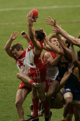 That famous Leo Barry mark which saved the 2005 AFL Grand Final for the Sydney Swans.
