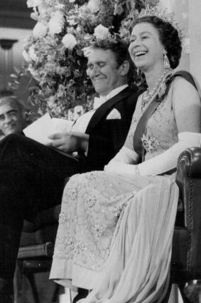 The Queen, next to then PM Malcolm Fraser, showed her charming side, laughing in delight during a speech by Gough Whitlam in 1977.


Syndication International