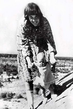 Painful history ... Lindy Chamberlain with Azaria at Uluru.