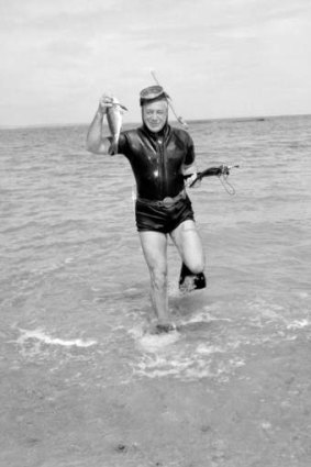 On holiday: Sir Harold Holt at Portsea, in Port Phillip Bay, Victoria.