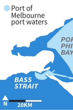 The Port Phillip Bay waters. 
