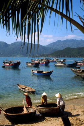Boats moored in Nha Trang Bay.