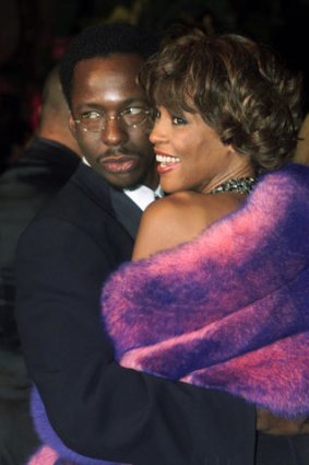 Singer Bobby Brown with wife Whitney Houston at the Vanity Fair Academy Awards party in Los Angeles in 2001.