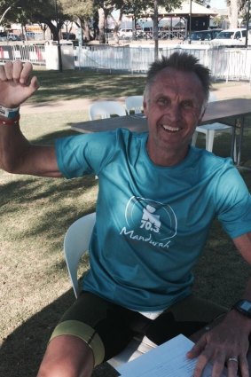 Neil Brooks after competing in the Mandurah Ironman 70.3 on Sunday.