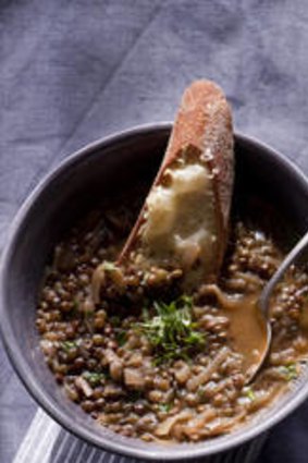 French lentil and onion soup.