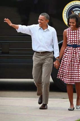 Sell out ... Michelle Obama wearing ASOS during the 2012 presidential election campaign.