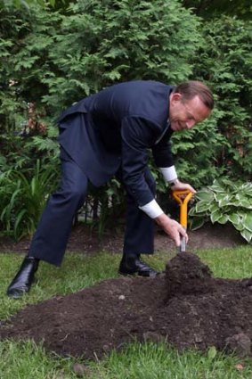 Digging a big hole at the Australian High Commissioner's residence in Ottawa.