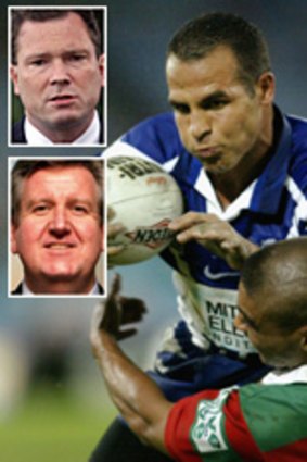Target ... Hazem El Masri would be welcomed by NSW Premier Nathan Rees (inset top) and Opposition Leader Barry O'Farrell (inset bottom).