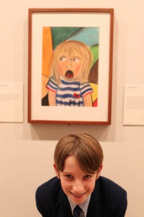 Winner, ages 13-15: Max Fontaine, 13, with his portrait of his sister.