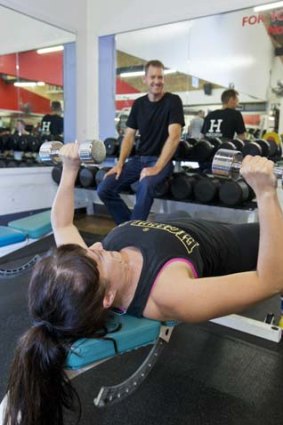 Keeping watch: Sales manager Rick Mackie ensures safe practices at Hiscoes Gym in Surry Hills.