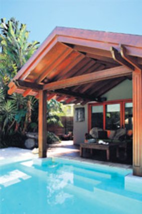 Shades of Bali ... a few steps from bed to pool; the tropical setting of Freshwater Oasis.