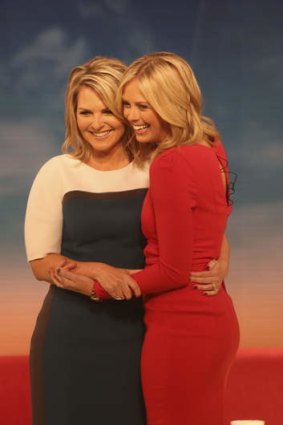 Tearful farewell: Georgie Gardner with her today show replacement Sylvia Jeffreys.