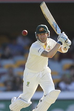 Michael Clarke gets among the runs against South Africa.