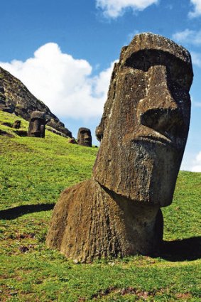 Stoned sentinel … Easter Island’s famous moai statues.