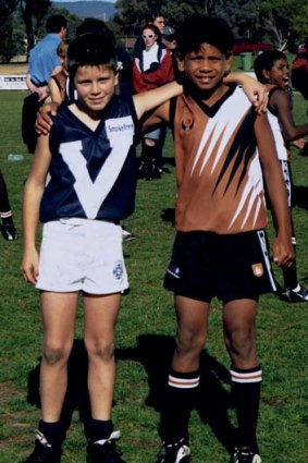 Stars in their eyes: A young Trent Cotchin and Cyril Rioli.