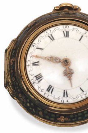 French onion-verge pocket watch, circa 1690, sold for $7,200.