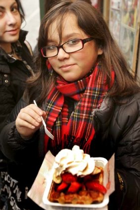 Waffle vendors can be found by the dozen around the Grand Place.