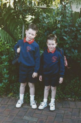 Old school: Matt Colwell (at right) with his elder brother David in 1991.