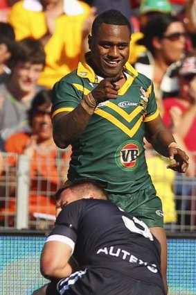 Try time &#8230; Akuila Uate scores against New Zealand last year.