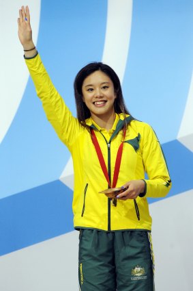 Australia's Esther Qin takes gold in the Commonwealth Games women's three metre springboard gold at Edinburgh on Saturday night.