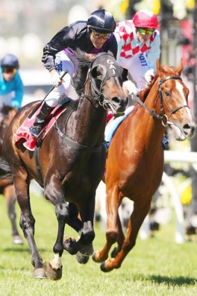 Damien Oliver wins the Melbourne Cup on Fiorente.