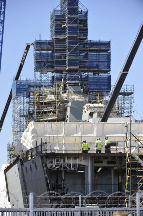 A ship under construction at the ASC headquarters in Adelaide.