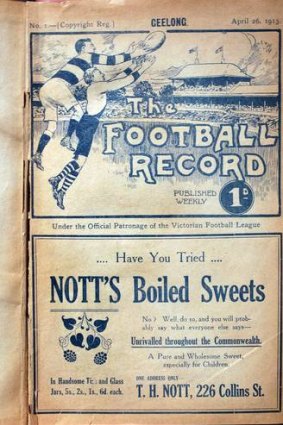 One of the editions of the <i>Football Record</i> on display in the exhibition.