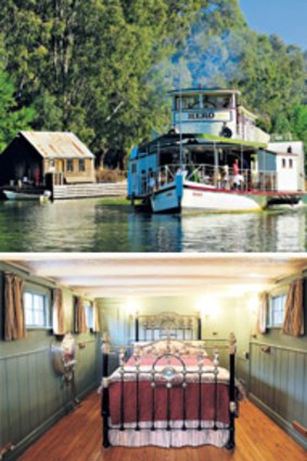 Rivers run ... (from top) Hero, built in 1871 and relaunched in 2000 in Echuca, is now a bed and breakfast; the cabins have stayed true to the fashions of the 1800s.