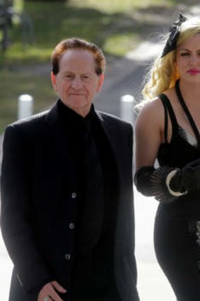 Couple: Dr Geoffrey Edelsten with Gabi Grecko at Tom Haffey's funeral.